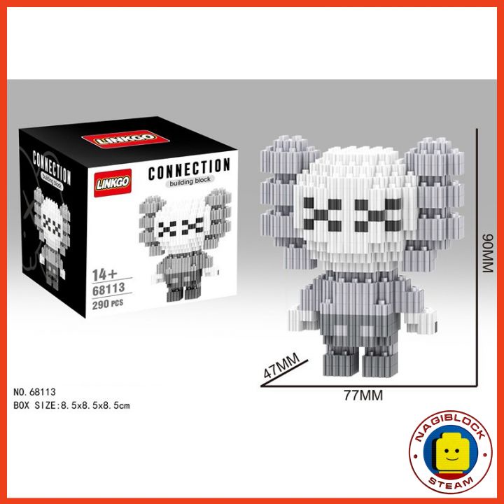 Bộ đồ chơi lắp ráp xếp hình KAWS 3D nanoblock Linkgo 68113-68185