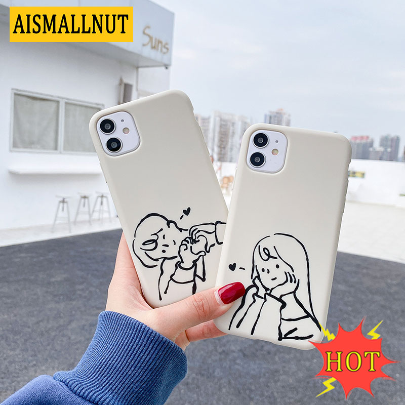 Ốp Điện Thoại In Hình Chàng Trai / Cô Gái Và Trái Tim Cho Iphone 6 6s 7 8 Plus X Xs Xr Xsmax 11 12 Pro Max