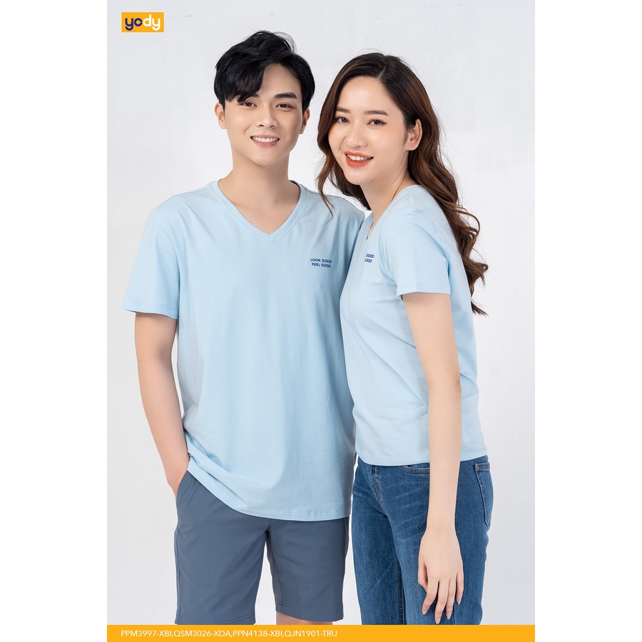 Áo thun nữ cổ tim trơn basic cotton YODY CHÍNH HÃNG - PPN4138