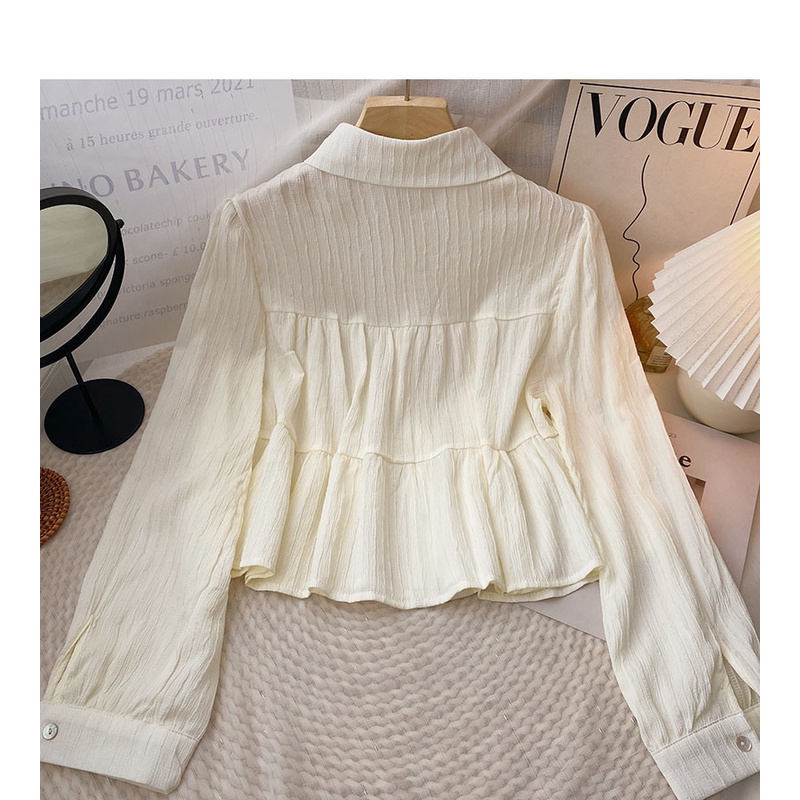 Áo Sơ Mi Chiffon Xếp Ly Dáng Rộng Tay Dài Phong Cách Hàn Quốc Baju Baju Wanita Lengan Panjang Hàng Mới Có Sẵn