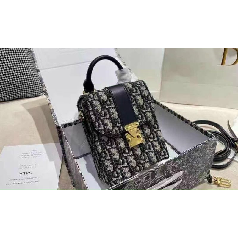 Túi đeo chéo nữ D.I ophidia vải pha da chi tiết fulbox