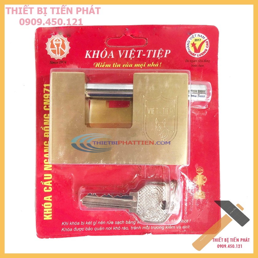 FREESHIP 99K TOÀN QUỐC_Ổ Khóa Cửa VIỆT TIỆP Cầu Ngang CN971, Đồng Thau Nguyên Khối, An Toàn Chống Trộm (Chính Hãng)