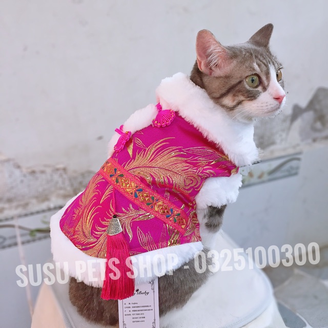 ĐỒ TẾT CHO CHÓ MÈO - GẤM TẾT TRUNG HOA