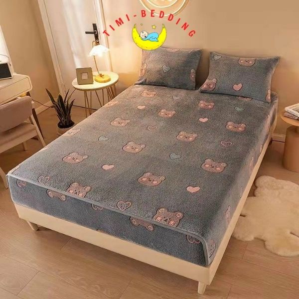 Ga nhung trải giường - Ga giường nỉ nhung thương hiệu họa tiết cao cấp dày dặn, ấm áp - Timibedding