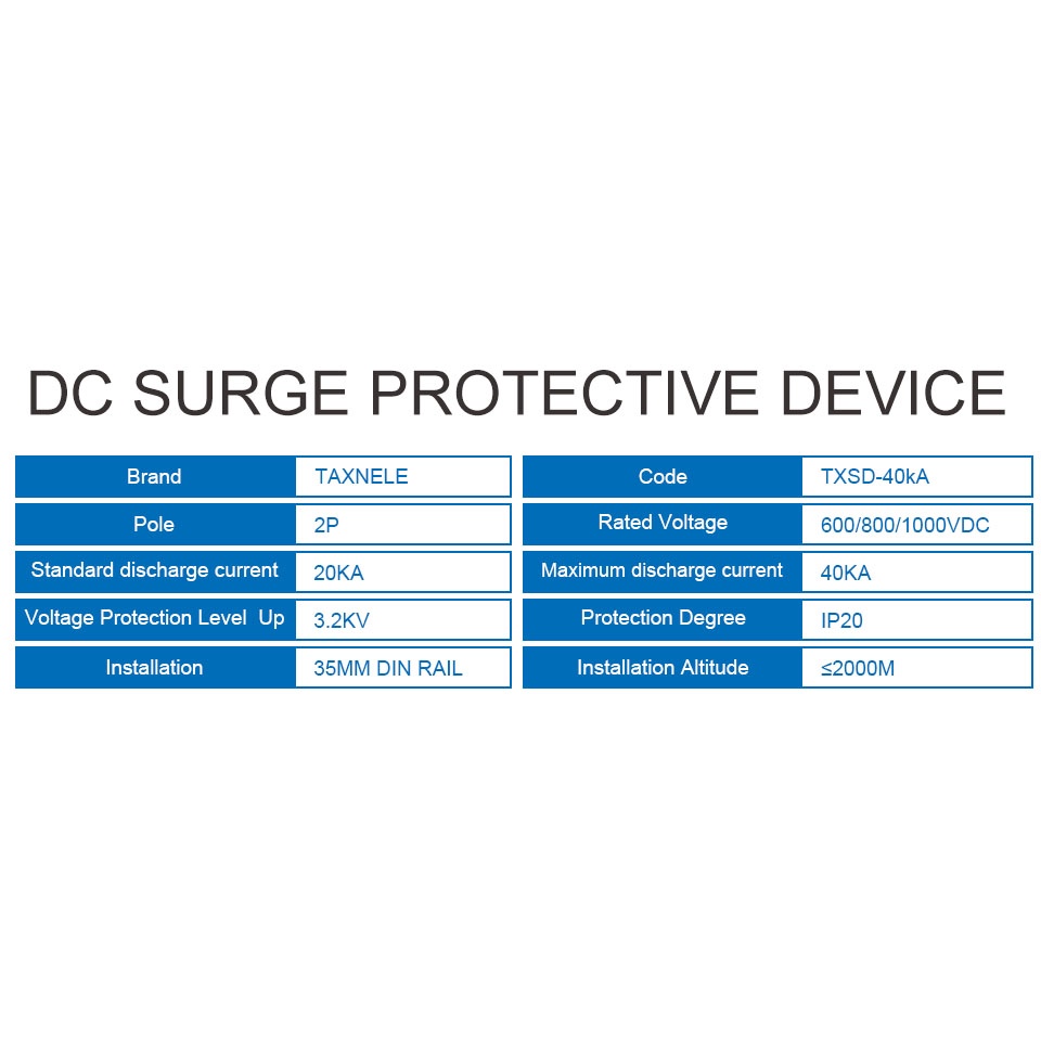 Dc Thiết Bị Bảo Vệ Điện Áp 600V 800V 1000V 2P 20KA 40KA