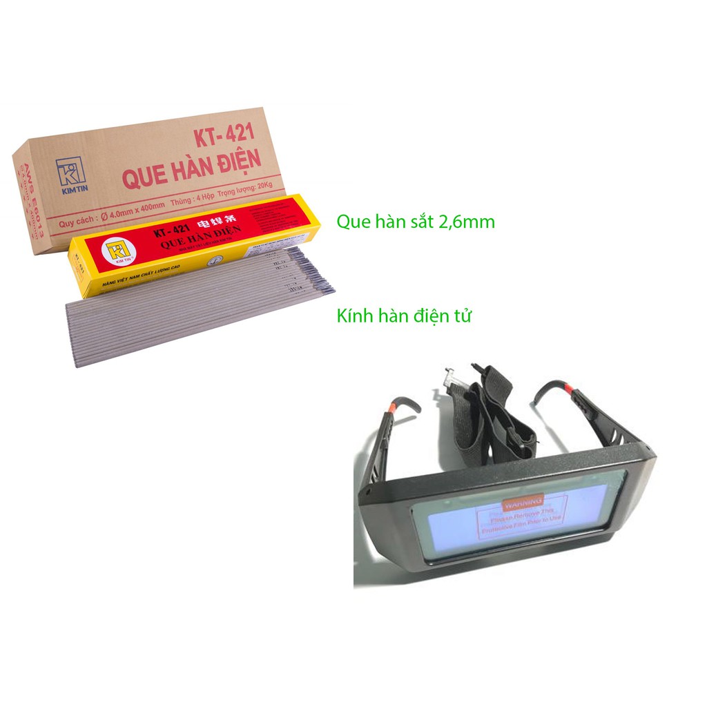 Combo que hàn sắt 2,5 li Kim Tín + Kính hàn điện tử