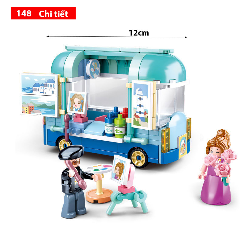 Bộ đồ chơi lắp ghép kiểu Lego bé trai bé gái Mô hình Nhà hàng và khu vui choi ven biển chất liệu nhựa ABS cao cấp