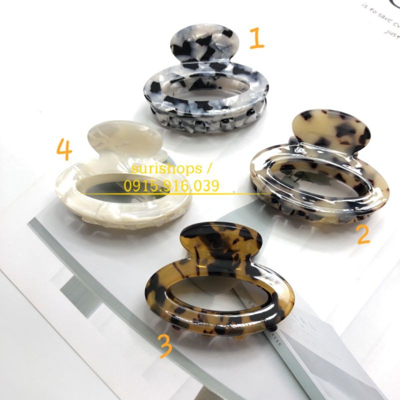 Kẹp tóc oval phối màu, Kẹp Càng Cua Phối Đốm Màu, Kẹp Acrylic