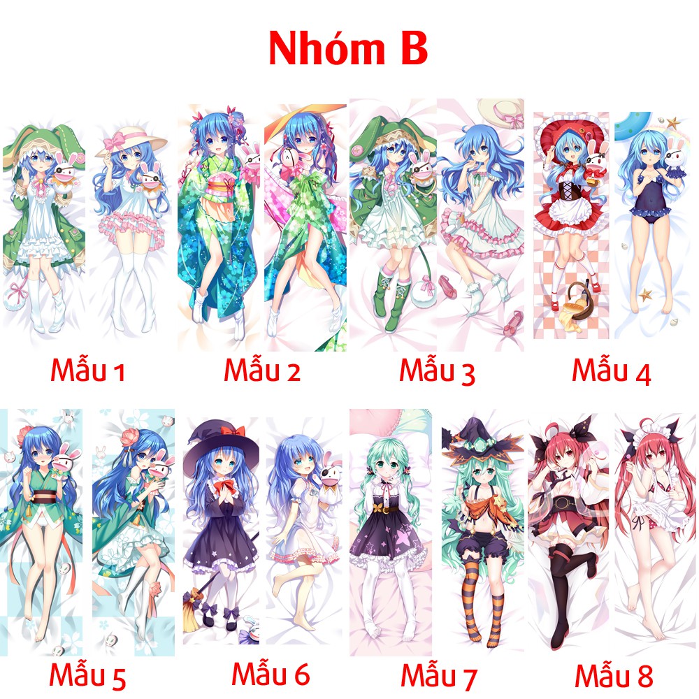 {48 mẫu Dakimakura} Vỏ Gối ôm Anime Date A Live - Kurumi siêu to dài 1,5m x 50cm hàng có sẵn đặt theo yêu cầu