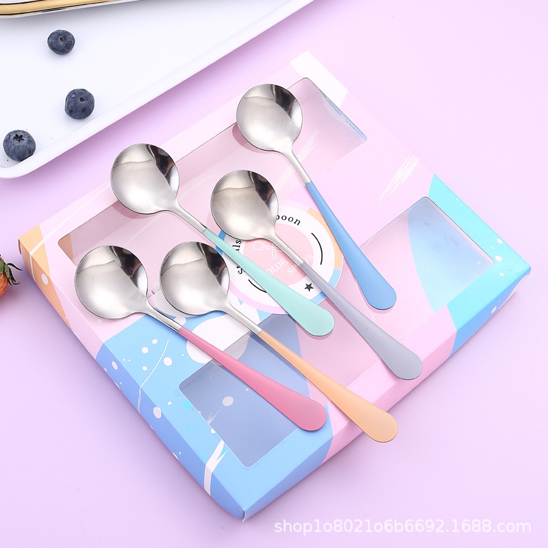Bộ 5 thìa muỗng inox sang trọng kèm vỏ hộp cao cấp