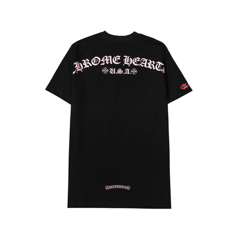 Áo Thun Cotton Lkjlli Dáng Rộng Tay Ngắn Thêu logo Chữ CH cherry / Bột Chrome Hearts 2023 Mới Dễ Phối Đồ Cho Cặp Đôi