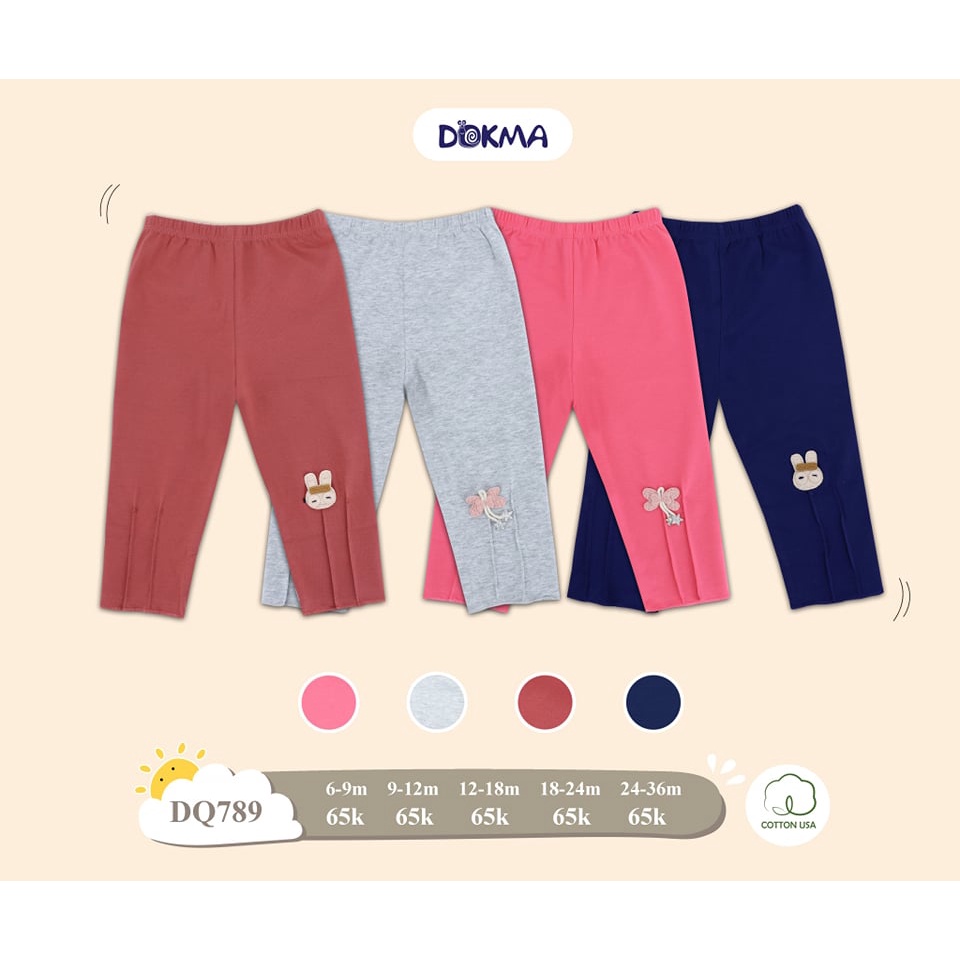 (6-&gt;18 tháng) Quần dài legging Dokma - Chất cotton hữu cơ mềm mại, co giãn (DQ789)