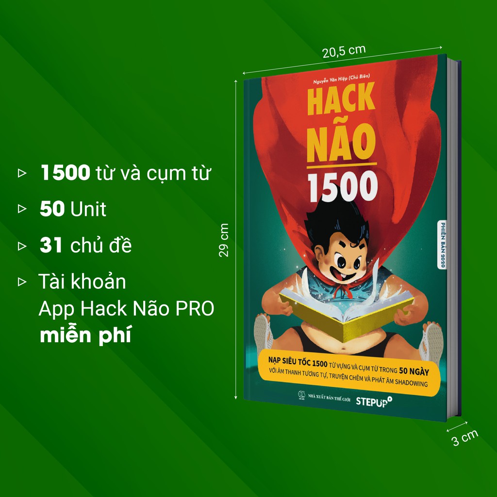 Sách - Combo 2 cuốn Hack Não 1500 từ vựng tiếng Anh + Hack Não Ngữ Pháp - Tặng App Hack Não Pro học tiếng Anh miễn phí