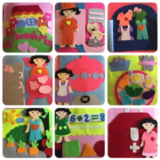 Sách vải kỹ năng sống, nghề nghiệp cho bé gái ( hình thật)