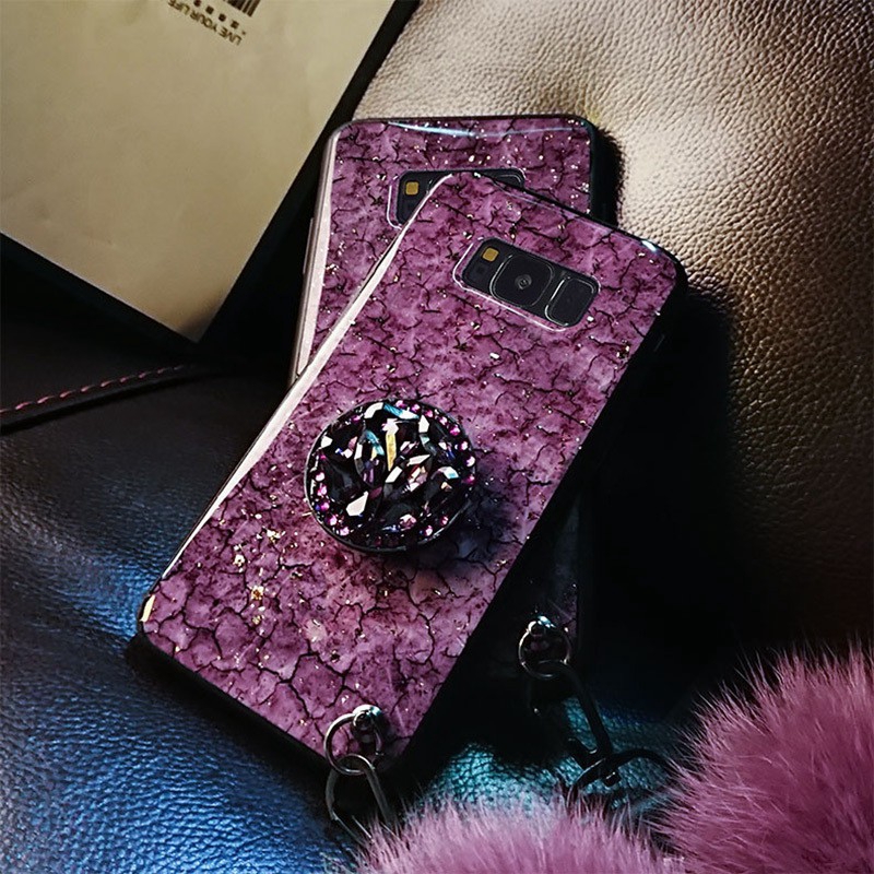 Ốp lưng kèm cục bông và chân đế cho Samsung Galaxy A5 A7 2017 A6 Plus A8 A9 2018 A50 A51 A70 | BigBuy360 - bigbuy360.vn