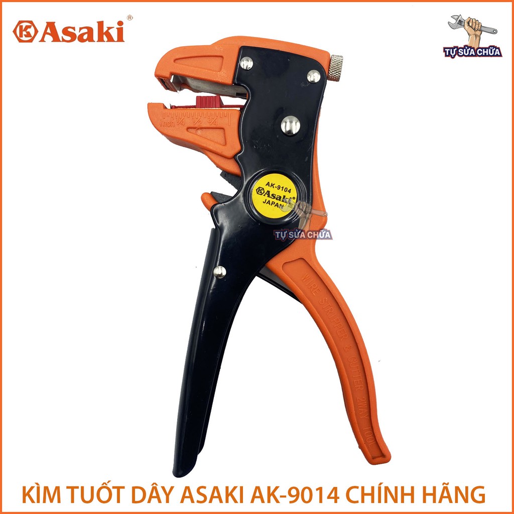 Kìm tuốt dây điện mỏ vịt chính hãng Asaki AK-9104 chuyên tuốt dây, cắt dây dễ dàng 0.5-6mm2