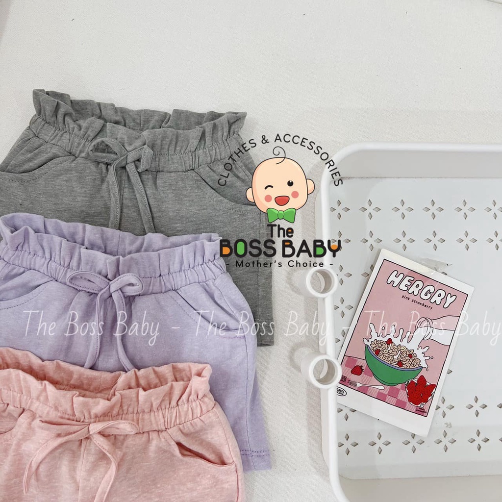 Combo 3 quần sooc bé gái Q236 chất liệu cotton xước TheBossBabyVN