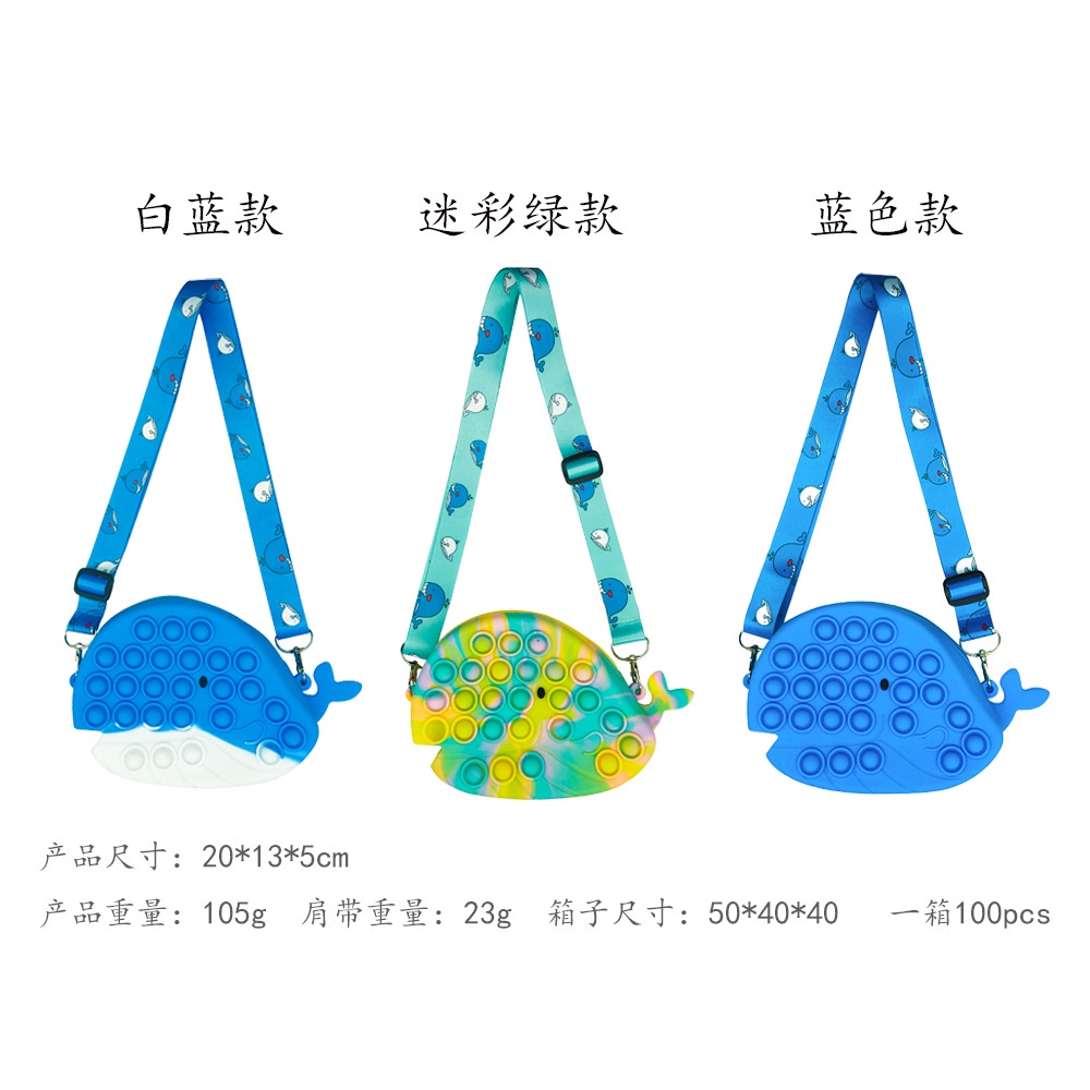Pop It Túi Đeo Chéo Hình Cá Voi Đồ Chơi Bong Bóng Giảm Căng Thẳng Đồ Chơi Trẻ Em Pop Its
