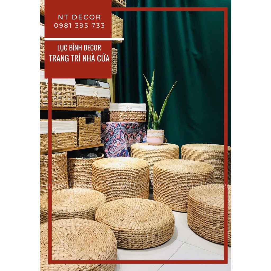 Đôn cói lục bình nhiều kích thước, ghế bệt, bàn tròn trang trí nhà cửa, đôn giá rẻ, bàn bệt, phông nền