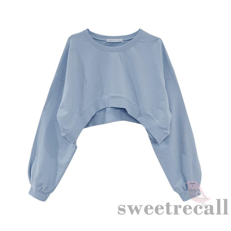 Áo sweatshirt croptop tay dài màu sắc thời trang trẻ trung dành cho nữ