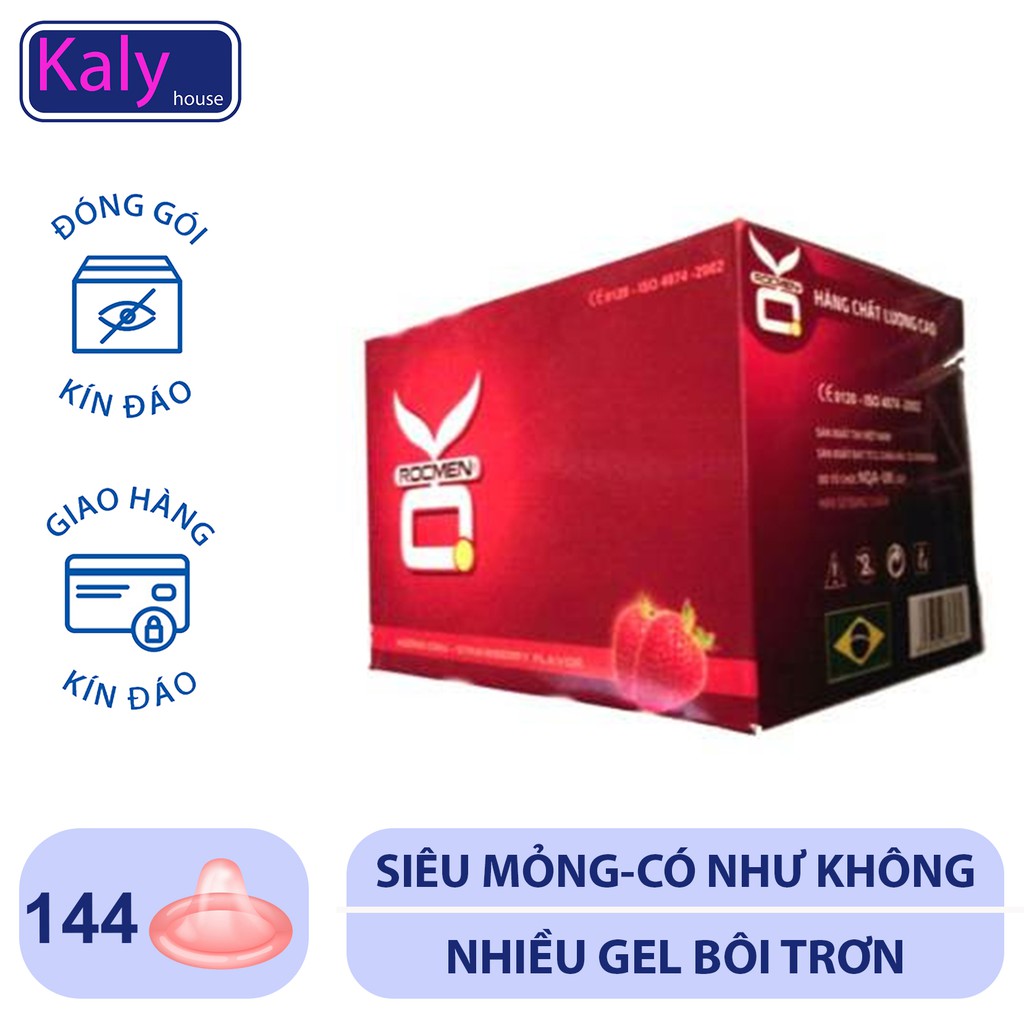 Bao cao su OKRocmen hương Dâu 144 cái.Che tên sản phẩm khi giao hàng.
