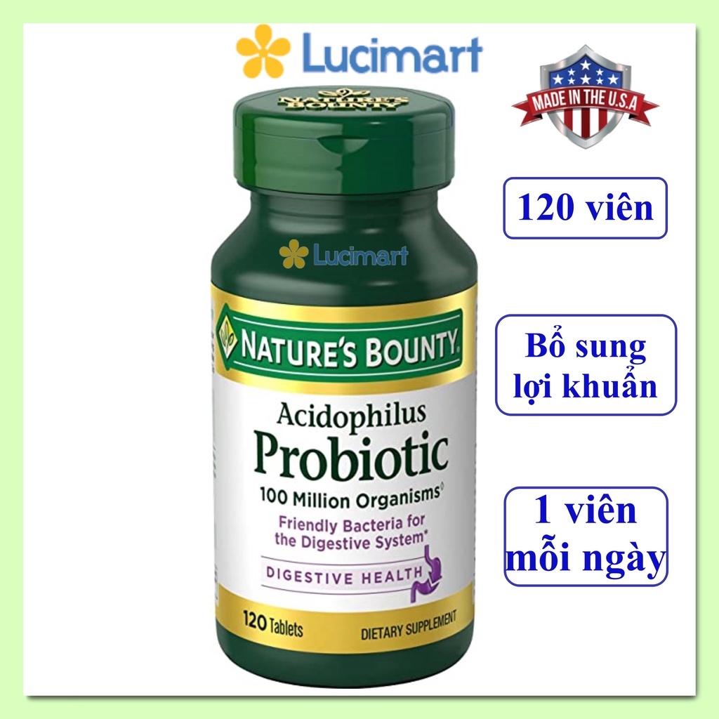 Viên uống bổ sung lợi khuẩn Probiotic Nature’s Bounty Acidophilus Probiotic [Hàng Mỹ]