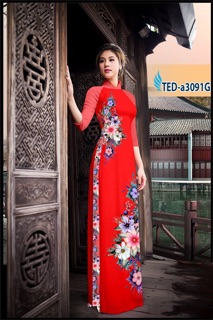 Vải áo dài in 3D hoa