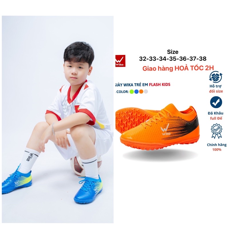 Giày Đá bóng Trẻ Em WIKA Flash KID Mềm Bền Cao Cấp phủ PU Giầy Đá Banh trẻ em