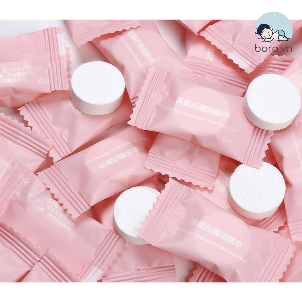 Khăn giấy nén dạng viên kẹo tiện lợi, set 10 viên