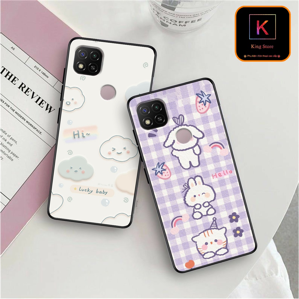 Ốp lưng Xiaomi Redmi 9 - Redmi 9A - Redmi 9C - Redmi 9T - Ốp in hình gấu &amp; thỏ đang yêu - lưng nhám viền TPU cao cấp