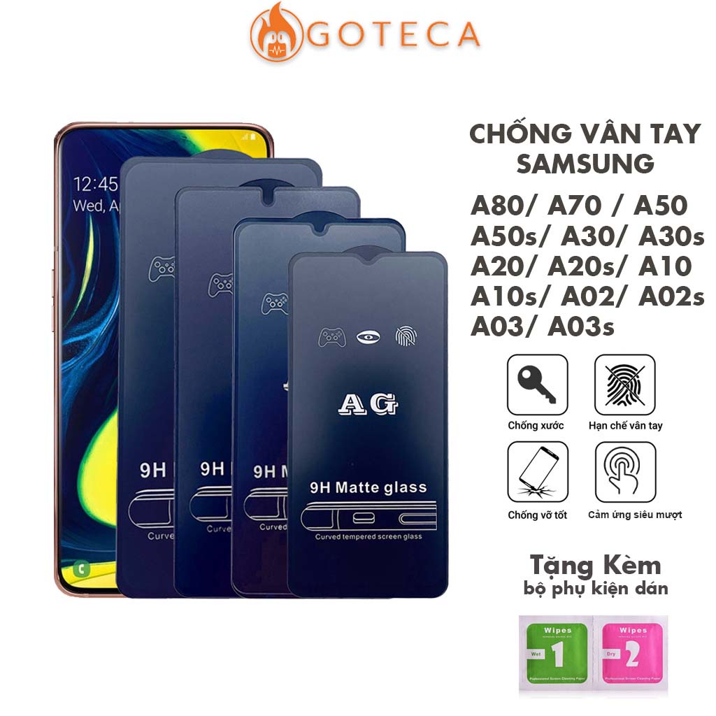 Kính cường lực Chống vân tay Samsung A04s A70 A80 A50s A30s A20 A20s A10s A02s A03s -Cảm ứng siêu mươt-Chống lóa- [AG]