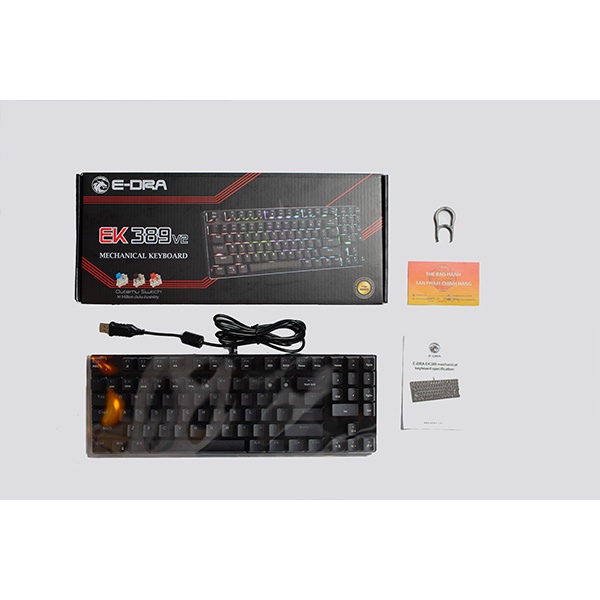 Bàn phím cơ E-DRA EK389 V2 - Bản 2022 - Led Rainbow - Outemu Switch - Bảo hành 24 tháng