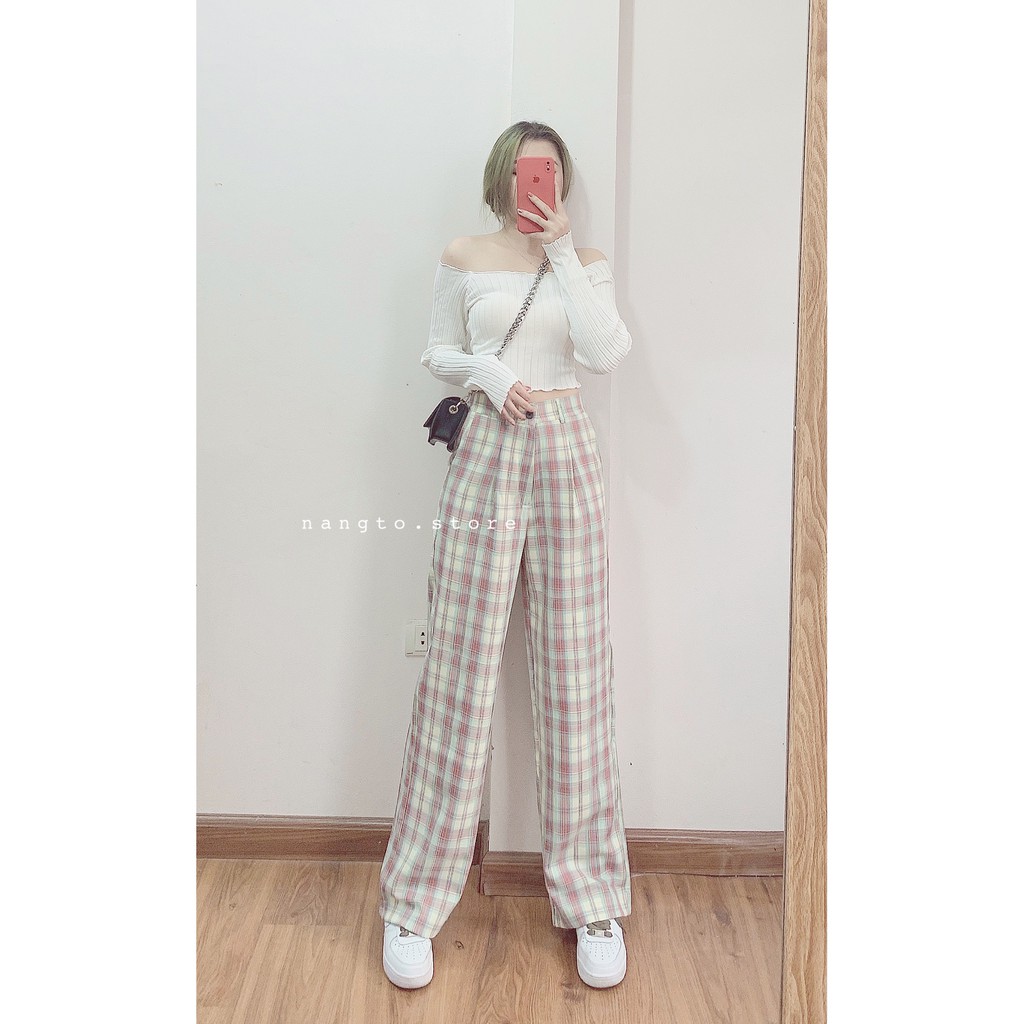Quần Kẻ Caro Dáng Rộng Ống Suông Form Dài Qua Mắt Cá | BigBuy360 - bigbuy360.vn