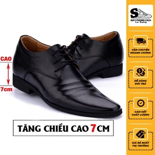 Giày tây nam da mềm, tăng bí mật 6-7cm, kiểu cột dây, có khâu đế, size từ 38 đến 43 - CD3N