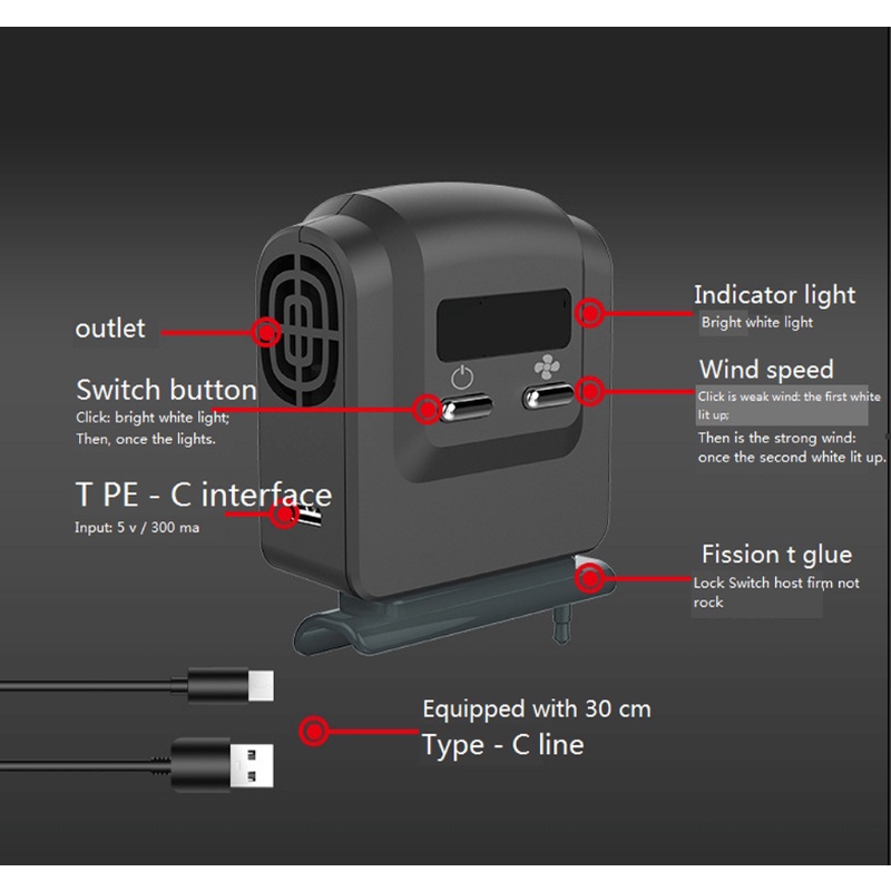 Quạt tản nhiệt cổng USB Type C cho NS Switch/Lite/OLED