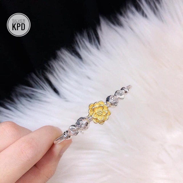 Lắc tay bi bạc xi vàng tây