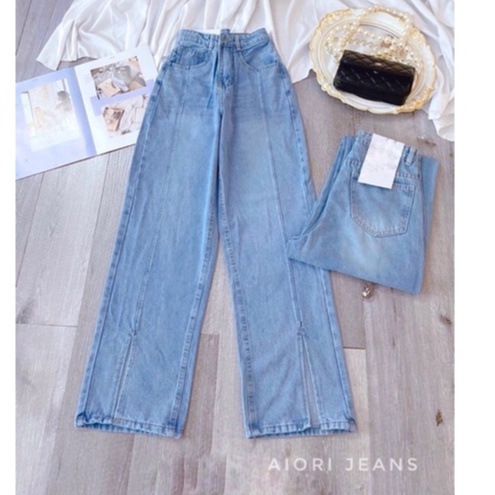 [Mã SRAPR8703 giảm 50% tối đa 20k đơn 0Đ] Quần Jean Nữ AIORI Ống Rộng Lưng Cao Trơn Jeans Ống Suông Cạp Cao_AJ3391 | BigBuy360 - bigbuy360.vn
