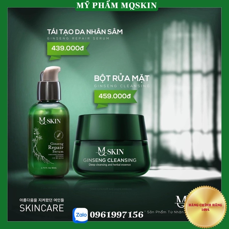 Combo Bột Rửa Mặt và Tái Tạo Da Mqskin, thay da nhân sâm giảm thâm nám, ngăn ngừa mụn