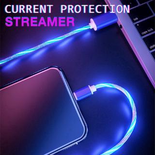 Fast Charging Data Line Micro USB Type C Lighting LED Streamer Fiber Cable For iPhone Android IOS