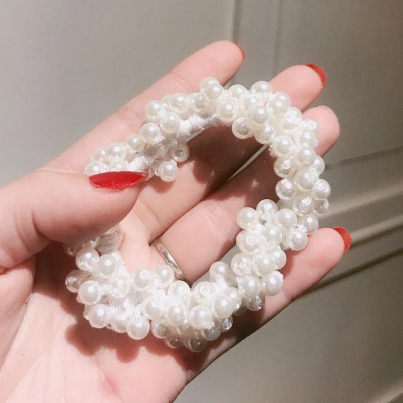 Women Girl Multi-layer Elastic Pearl Ponytail Holder