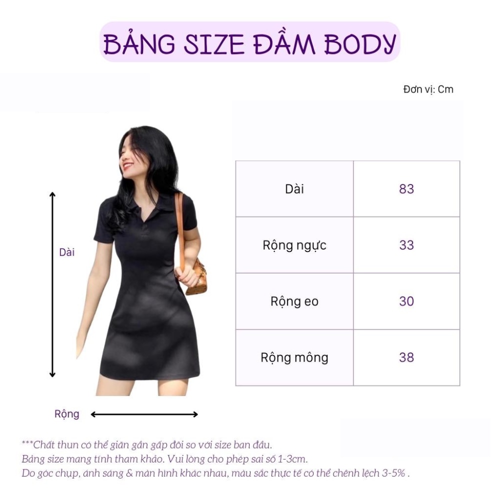 Váy polo dáng xòe đầm polo cổ bẻ phối cổ trắng body vải thun cao cấp màu đen công sở đi chơi dự tiệc đẹp sang trọng | BigBuy360 - bigbuy360.vn