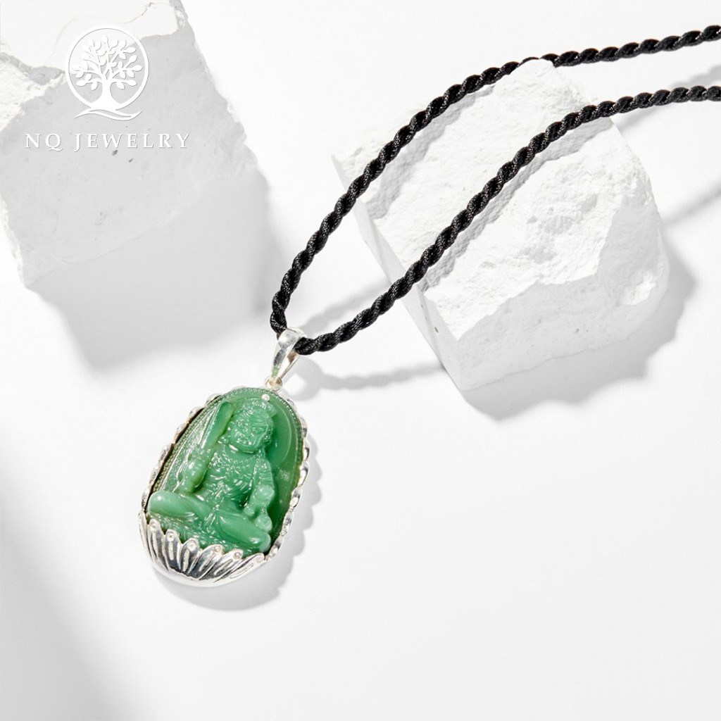 Phật bản mệnh xanh lá bọc bạc - NQ Jewelry