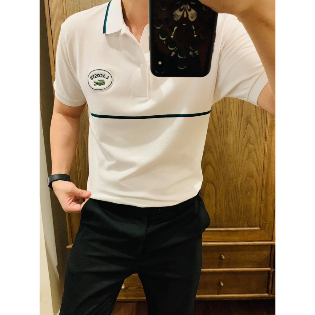 Áo polo Lc cổ viền 2 màu logo tròn