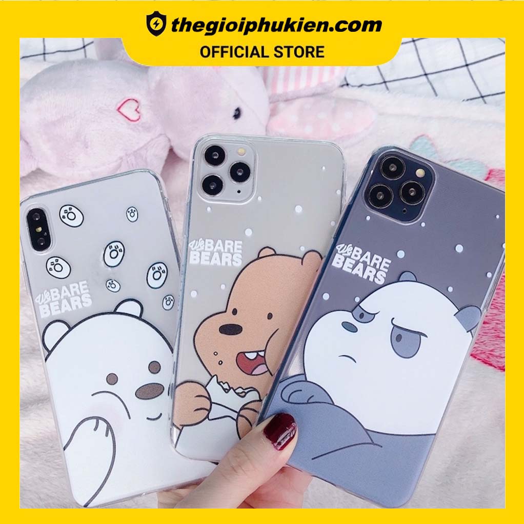 Ốp lưng iphone silicon dẻo trong họa tiết Gấu hoạt hình dành cho IPhone 6 đến 13promax - t53