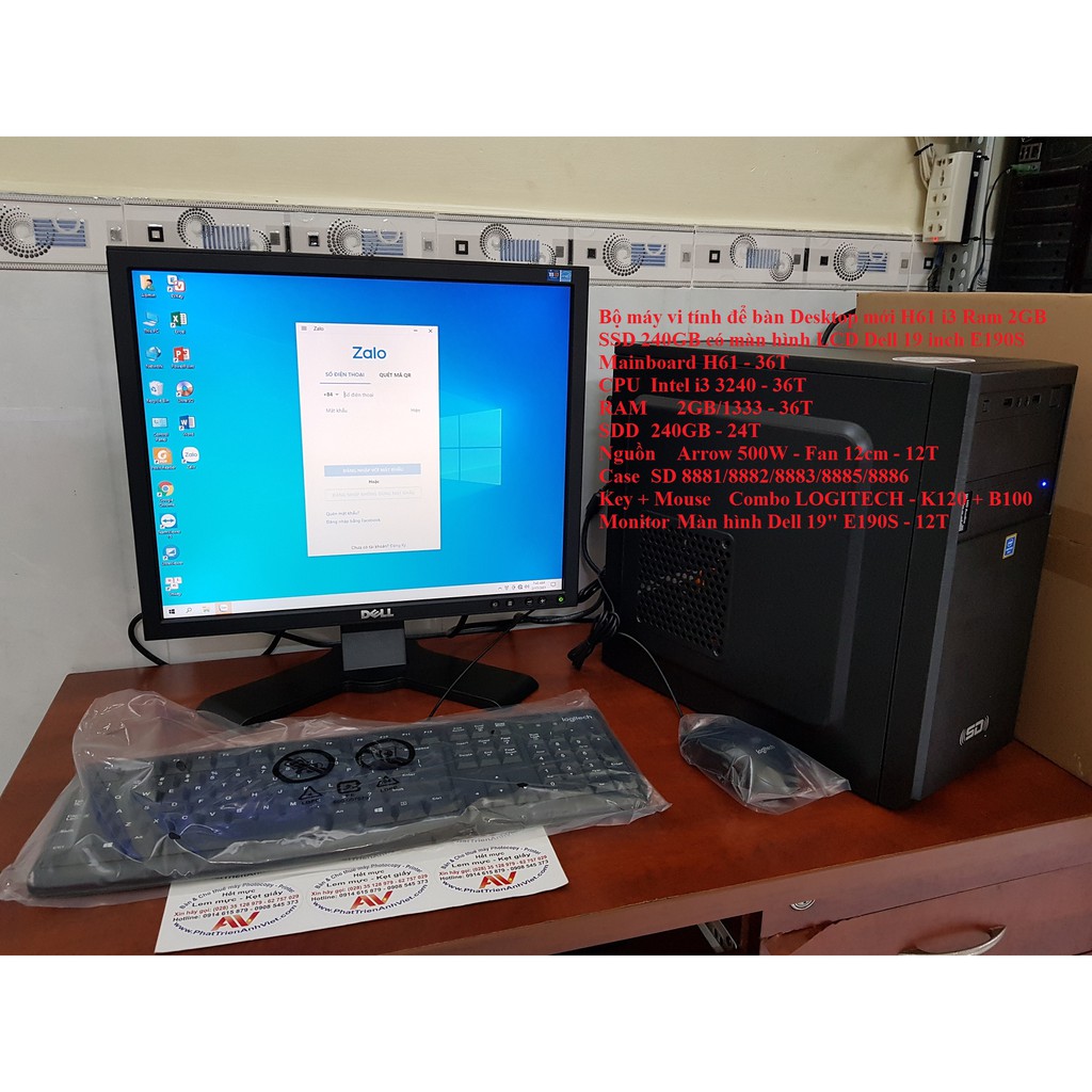 Bộ máy vi tính để bàn Desktop mới H61 i3 Ram 2GB SSD 240GB có màn hình LCD Dell 19 inch E190S | BigBuy360 - bigbuy360.vn