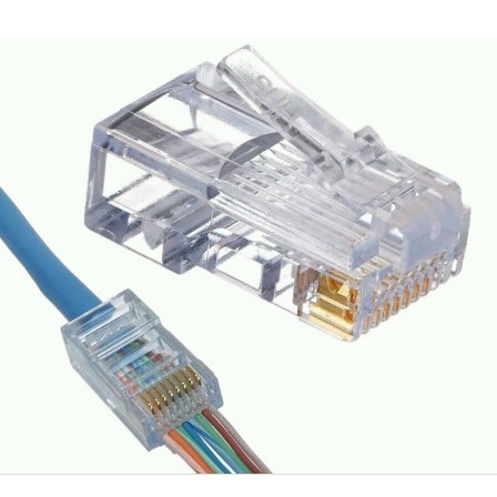 Đầu mạng RJ45 Cat5/ Cat6 xuyên thấu - Bịch 100 cái - Loại tốt, Chống nhiễu, Đầu NHựa/ Đầu Nhôm