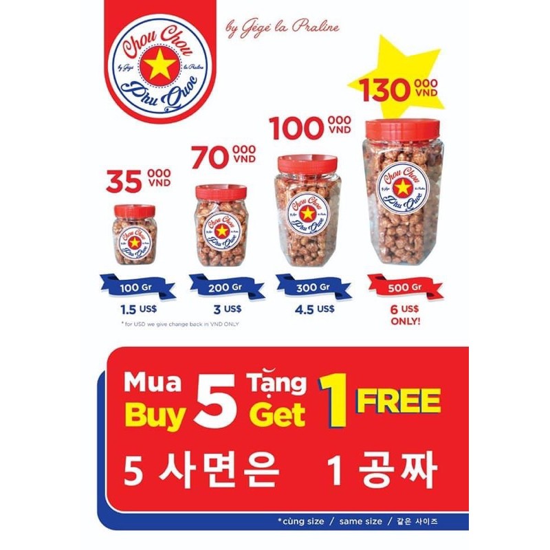 Đậu Phộng ChouChou Phú Quốc chính hãng , HỦ 500gr vị NGỌT ( Mua 5 tặng 1 )