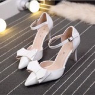 GIÀY CAO GÓT BÍT MŨI 8 PHÂN NƠ TRẮNG