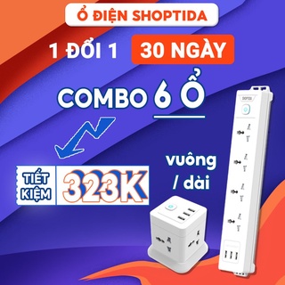 Ổ cắm điện đa năng shoptida 4-6 lỗ cắm, ổ điện chịu tải 2500w dây nối dài 2.4m