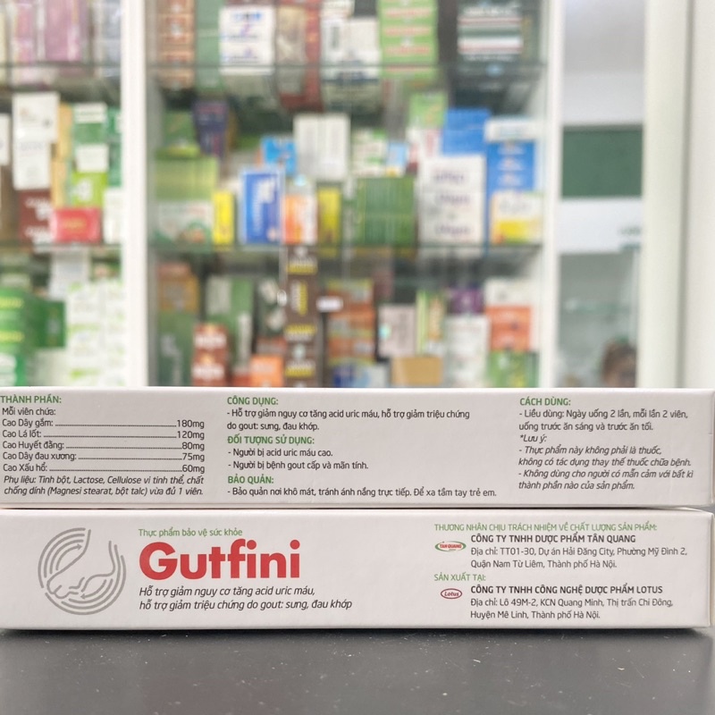 GUTFINI – Hỗ trợ giảm nguy cơ tăng acid uric máu, giảm triệu chứng do gout sưng, đau khớp (20 viên &amp;60 viên)